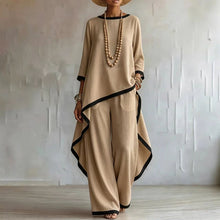 Load image into Gallery viewer, Women's Asymmetric Linen Tunic &amp; Wide-Leg Pants Set

