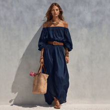 Load image into Gallery viewer, Women's Boat-Neck Sleeveless Cotton-Linen Maxi Dress
