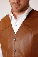 Load image into Gallery viewer, Roper Goat Nappa Vest (Brown) - Men's Vest
