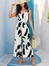 Load image into Gallery viewer, Perfee Tied Printed Surplice : Sleeveless Jumpsuit
