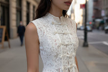 Load image into Gallery viewer, Lace Crochet Stand Collar Slim-Fit Sleeveless Top – 3 Colors, S–L
