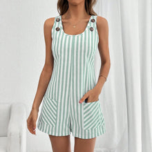 Load image into Gallery viewer, Women's Sleeveless Linen Blend Romper Shorts – Loose Fit Jumpsuit
