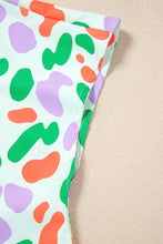 Load image into Gallery viewer, Green Leopard Print Patchwork V Neck Short Sleeve Blouse
