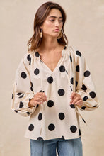 Load image into Gallery viewer, BiBi Polka Dot Exaggerated Balloon Sleeves Blouse
