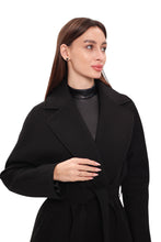 Load image into Gallery viewer, Cambridge Comfort Wraparound Wool Cashmere Coat in Black
