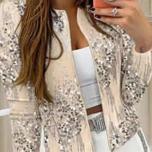 Load image into Gallery viewer, Women’s Sequined Zip-Up Jacket
