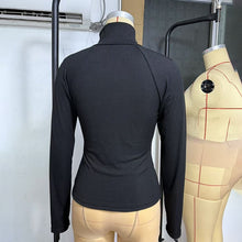 Load image into Gallery viewer, Solid Ribbed Half-Zip Turtleneck Knit Top
