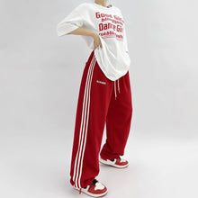 Load image into Gallery viewer, Embroidered Patchwork Wide-Leg Athletic Sweatpants | 4 Colors
