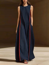 Load image into Gallery viewer, Women's Linen Sleeveless Loose Striped Maxi Dress
