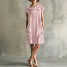 Load image into Gallery viewer, Women's Striped Bodycon Midi Dress – High-Waist Sleeveless
