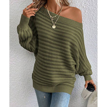 Load image into Gallery viewer, Off-Shoulder Batwing Sweater – Loose Knit Pull-Over for Fall
