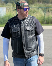 Load image into Gallery viewer, Hornet Perforated Men's Club Style Leather Vest
