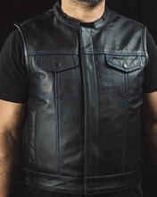 Load image into Gallery viewer, The Club Cut Men's Motorcycle Leather Vest, Multiple Color Options
