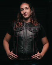 Load image into Gallery viewer, Jessica Women's  Motorcycle Leather Vest - Pink - Limited Edition
