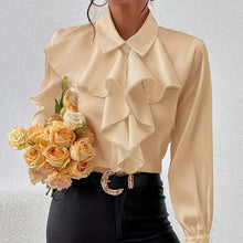 Load image into Gallery viewer, Women’s Ruffled Collared Blouse | Long Sleeve Dressy Work Top
