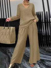 Load image into Gallery viewer, Solid Color Long Sleeve Top &amp; Pants Two-Piece Travel Set
