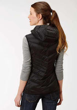 Load image into Gallery viewer, Roper Hooded Chevron Quilted Down Vest (Black) - Women's Vest
