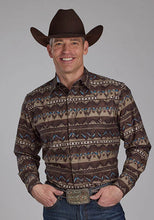 Load image into Gallery viewer, Roper 2175 Distressed Aztec Print (Brown) - Men's Western Shirt
