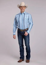 Load image into Gallery viewer, Roper 2832 Yarn Dye Stripe (Blue) - Men's Western Shirt
