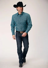 Load image into Gallery viewer, Roper 1845 Lattice Medallion (Blue) - Men's Western Shirt
