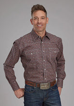 Load image into Gallery viewer, Roper Fall River Ginger Foulard (Brown) - Men's Western Shirt
