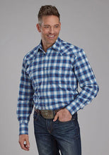 Load image into Gallery viewer, Roper 2164 Stretch Plaid (Blue) - Men's Western Shirt
