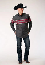 Load image into Gallery viewer, Roper 1812 Aztec Border (Black) - Men's Western Shirt
