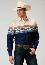 Load image into Gallery viewer, Roper 1906 Distressed Aztec Border (Navy) - Men's Western Shirt
