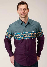 Load image into Gallery viewer, Roper 1412 Tile Aztec Border (Wine) - Men's Western Shirt
