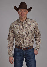 Load image into Gallery viewer, Roper 2116 Brushstroke Cowboys Print (Brown) - Men's Western Shirt

