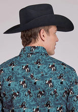 Load image into Gallery viewer, Roper 2627 Brushstroke Cowboys Print (Blue) - Men's Western Shirt
