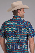 Load image into Gallery viewer, Roper 2352 Navajo Print (Blue) - Men's Short Sleeve Shirt
