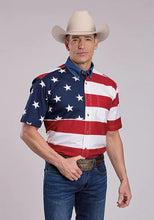 Load image into Gallery viewer, Roper Pieced Stars &amp; Stripes (Multi) - Men's Short Sleeve Shirt
