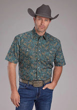 Load image into Gallery viewer, Roper 2382 Dusk Paisley (Blue) - Men's Short Sleeve Shirt
