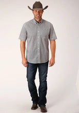 Load image into Gallery viewer, Roper 1460 Stretch Diamond Star (Grey) - Men's Short Sleeve Shirt
