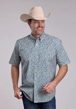 Load image into Gallery viewer, Roper 2884 Line Paisley (Blue) - Men's Short Sleeve Shirt
