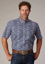 Load image into Gallery viewer, Roper 2024 River Paisley (Blue) - Men's Short Sleeve Shirt
