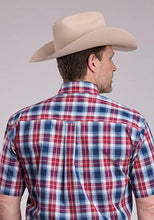 Load image into Gallery viewer, Roper 2888 American Plaid (Blue) - Men's Short Sleeve Shirt
