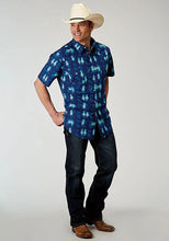 Load image into Gallery viewer, Roper 1907 Ombre Hawaiian (Blue) - Men's Short Sleeve Shirt
