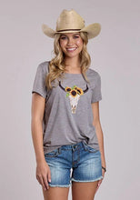 Load image into Gallery viewer, Roper 2866 Sunflower Skull (Grey) - Women's T-Shirt
