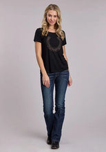 Load image into Gallery viewer, Roper 3131 Rhinestone Horseshoe (Black) - Women's T-Shirt
