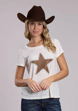Load image into Gallery viewer, Roper 3131 Rhinestone Star (White) - Women's T-Shirt
