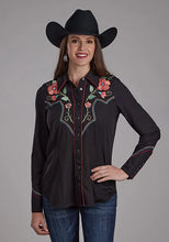 Load image into Gallery viewer, Roper 2293 Twill Retro Shirt (Black) - Women's Western Shirt
