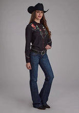 Load image into Gallery viewer, Roper 2293 Twill Retro Shirt (Black) - Women's Western Shirt
