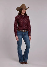 Load image into Gallery viewer, Roper 3289 Skull Print (Wine) - Women's Western Shirt
