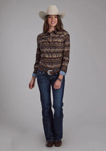 Load image into Gallery viewer, Roper 2175 Distressed Aztec (Brown) - Women's Western Shirt

