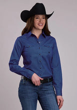 Load image into Gallery viewer, Roper 3241 Lattice Poplin (Blue) - Women's Western Shirt
