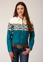 Load image into Gallery viewer, Roper 1677 Sawtooth Border (Blue) - Women's Western Shirt
