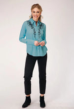 Load image into Gallery viewer, Roper 1874 Challis (Turquoise) - Women's Western Blouse
