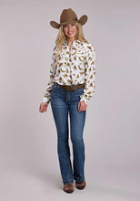 Load image into Gallery viewer, Roper 2858 Racers Print (White) - Women's Western Shirt
